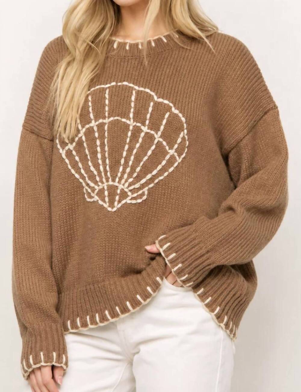 NEW BAILEY ROSE knit shell sweater in brown